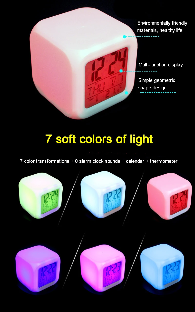 Stitch Alarm Clock Stitch Children's Gift Colorful Color Changing Square  Alarm Clock Christmas Gift