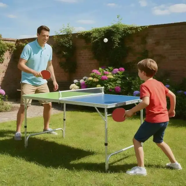 Portable Ping Pong Table Foldable Table Tennis Table with Aluminum Frame-Green