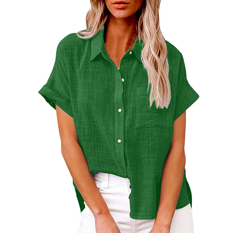 S1943519513c64397a5b7803eb21084bcv Solid Casual Loose Shirts For Women Summer Vintage Women's Oversized Shirts And Blouses Fashion Elegant Youth Female Tops Mallzona