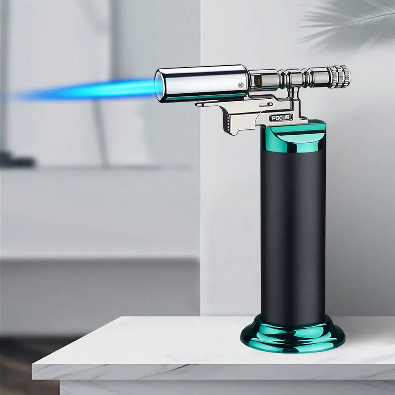 Windproof Blue Flame Jet Torch Lighter – Refillable Butane Metal Design for Outdoor and Kitchen Use