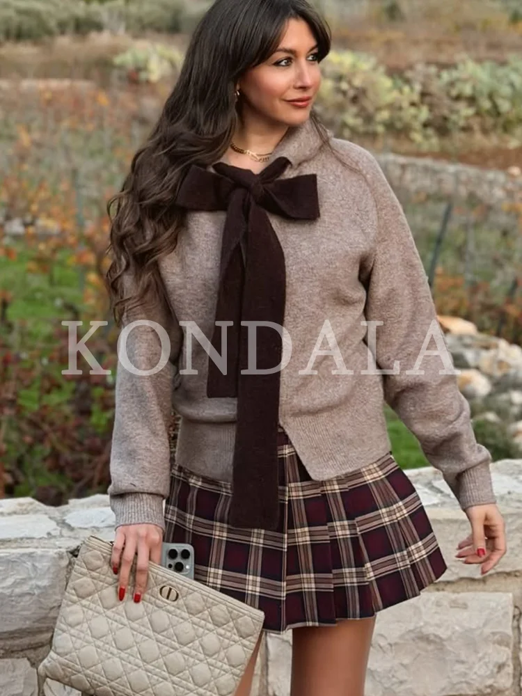 KONDALA Süße Schleife Strickjacke Damen Reißverschluss Kapuzenjacke Trendiger Sportmantel 2026 Frühlingsmode Urlaub Dame Pullover Jacke – Detail 2