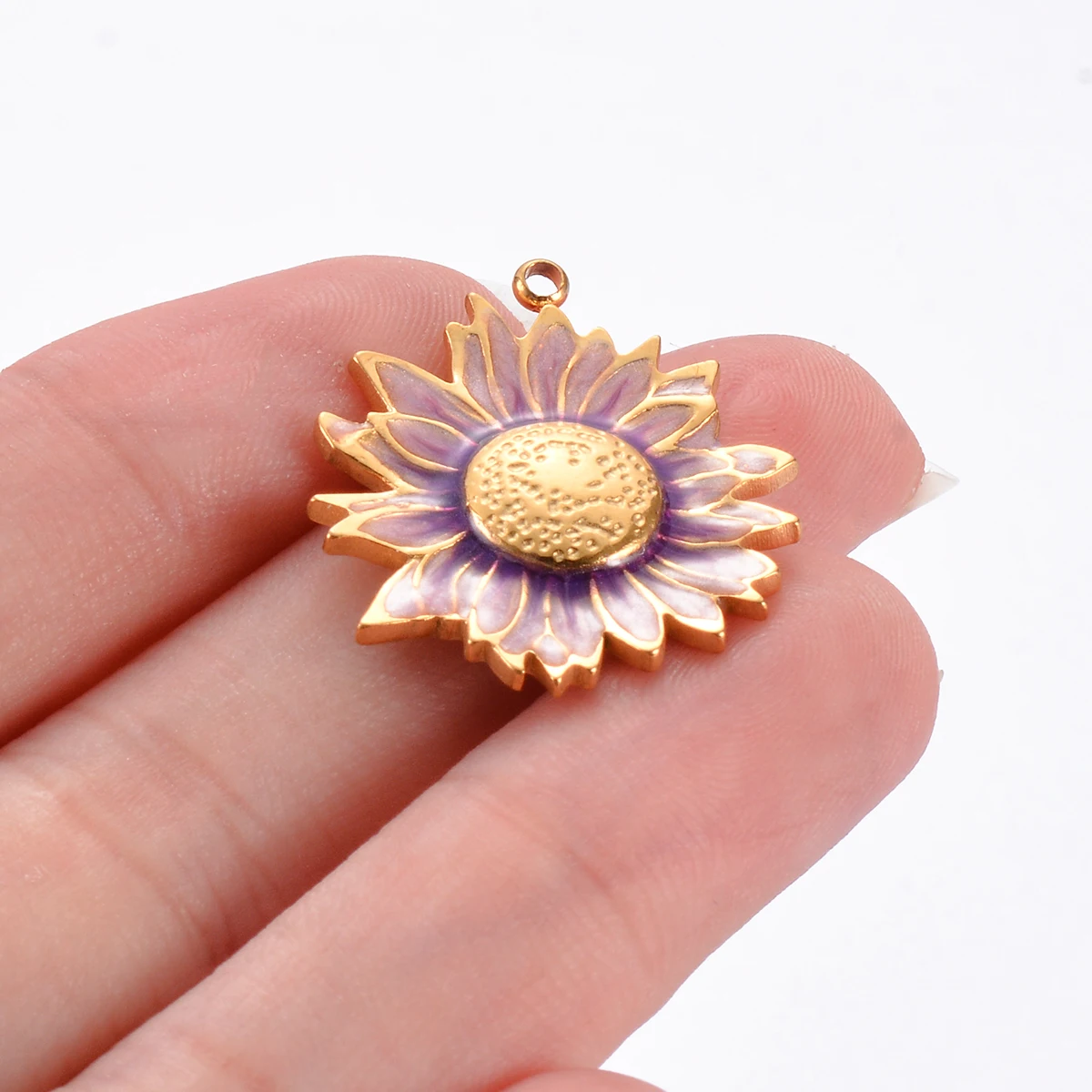 Wholesale 5pcs/lot Stainless Steel Enamel Colorful Sunflower Charms For DIY Necklaces Earrings Jewelry Making Accessories