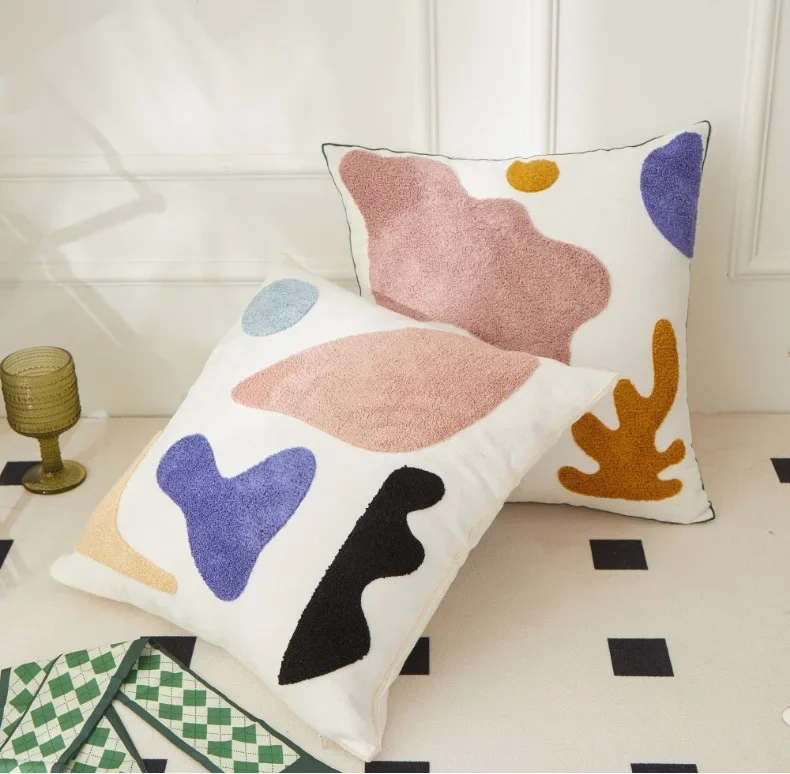 

Geometric Patterns Cotton Embroidery Office Cushion Pillowcase Car Cushion Cover 48X48CM Sofa Pillowcase Funda Cojin