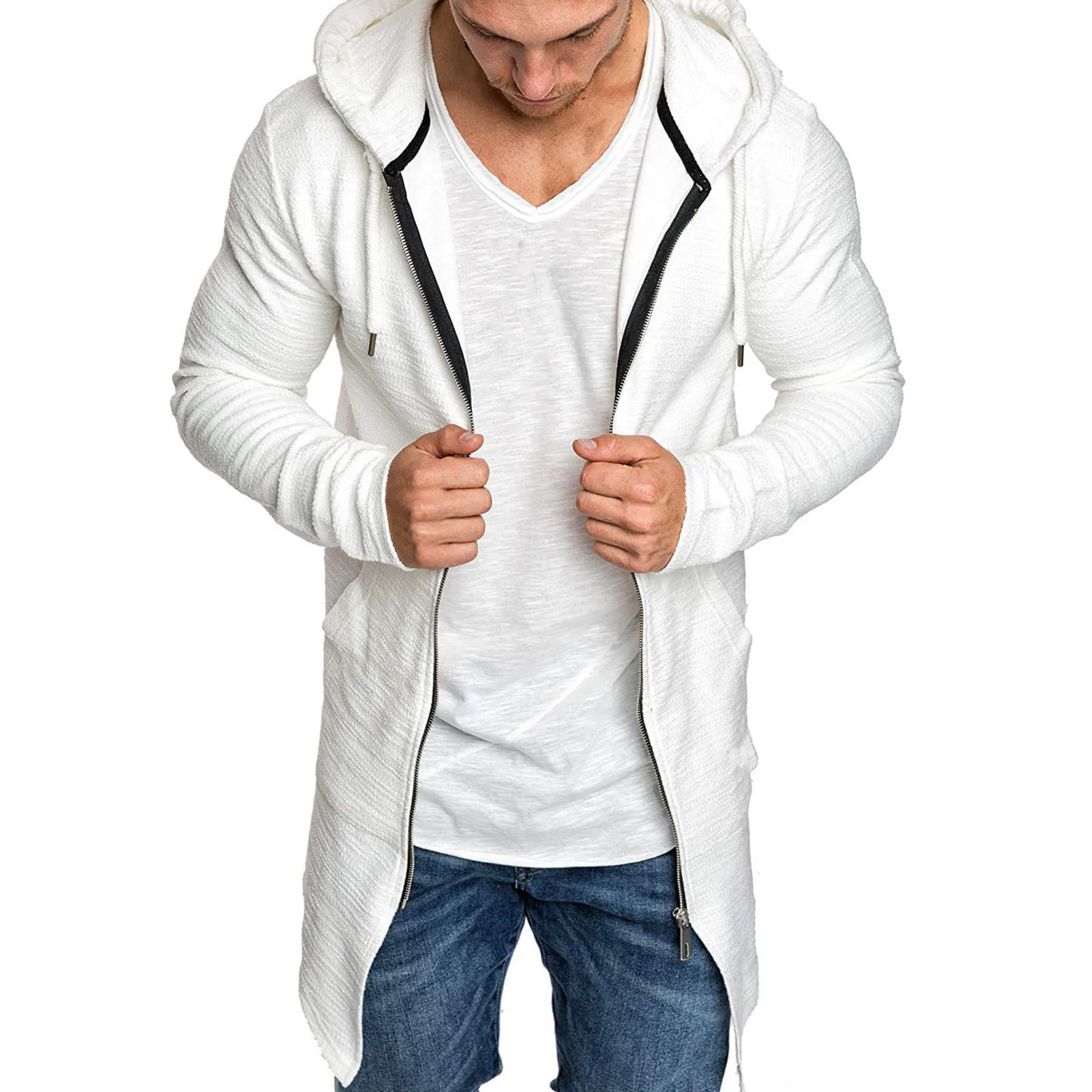 Male Solid Color Autumn Winter Slim Pure Color Cardigan Coat Men Coat Windproof