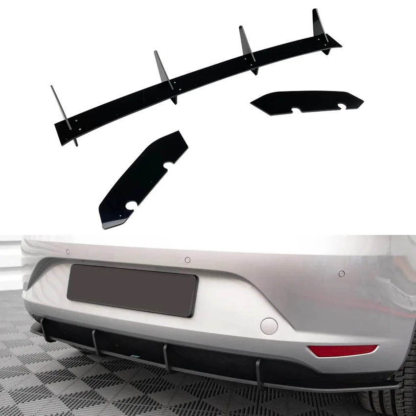 

Gloss Black Rear Bumper Spoiler Flank Tail Canards for SEAT LEON HATCHBACK MK3 2013-2016 Air Vent Cover Splitter Car Accessories