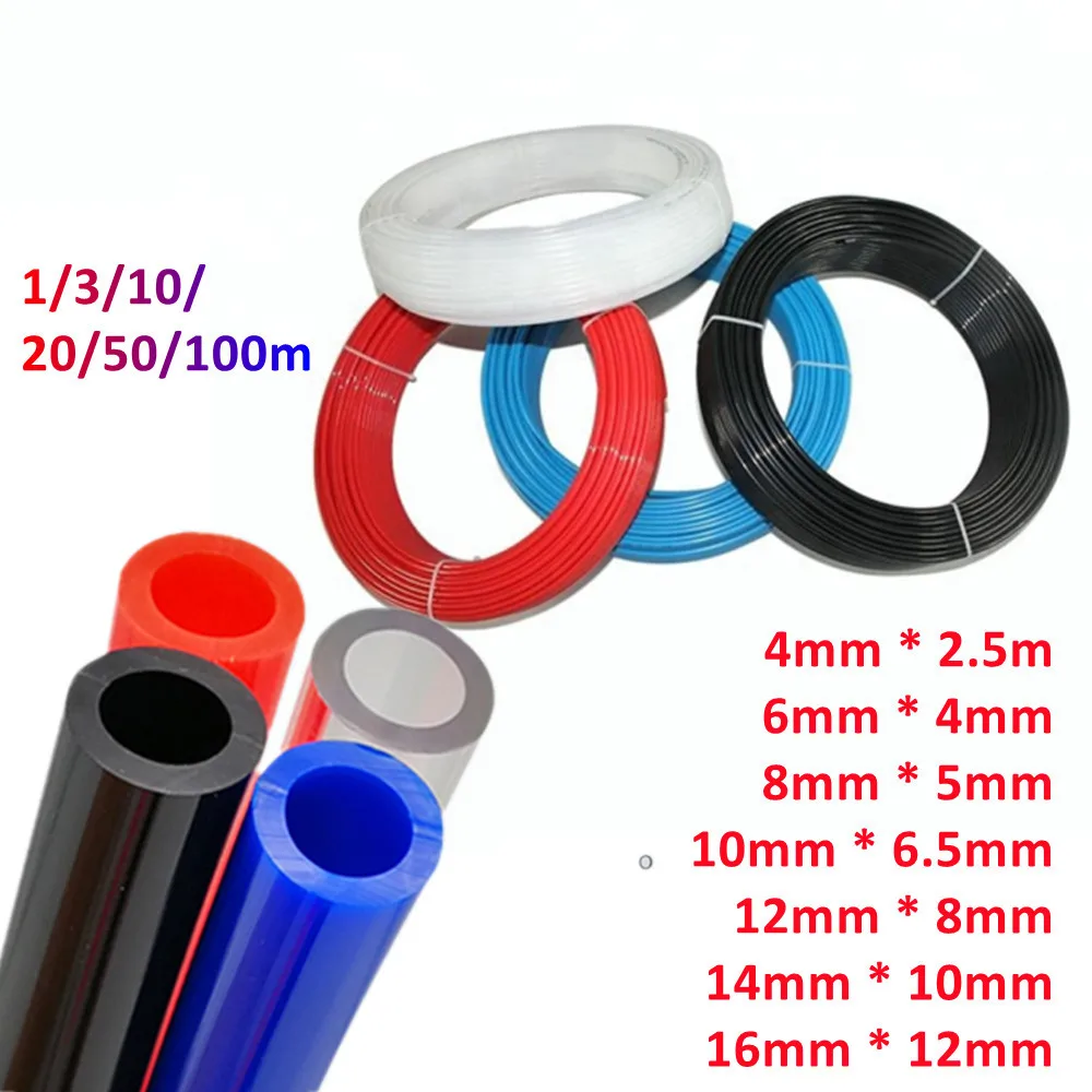1 3 10 Meter 8mm 6mm 4mm 10mm Air Hose Pneumatic Tube Pipe PU Hoses 12mm 14mm for Compressor Polyurethane Tubing 8x5mm 6x4 12x8