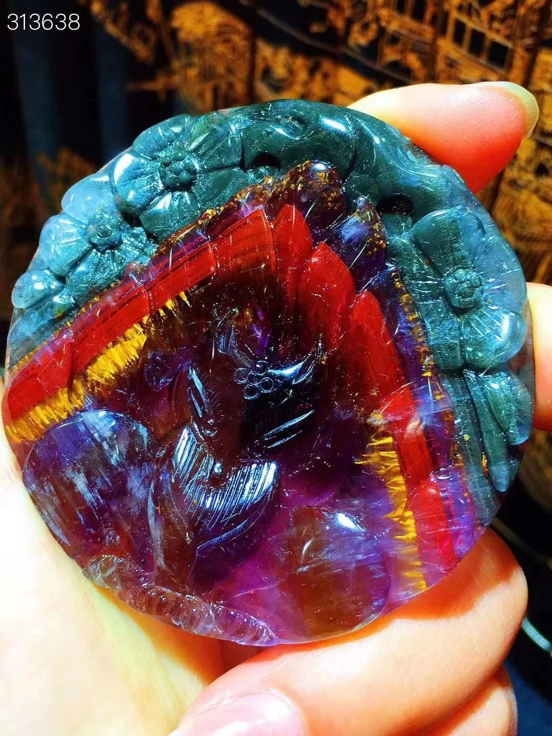 천연 caite 레드 오랄 라이트 23 비드 폭스 라운드 펜던트 쥬얼리, 57x6.6mm 옐로우 루틸 캐나다 여성 남성 AAAAA
