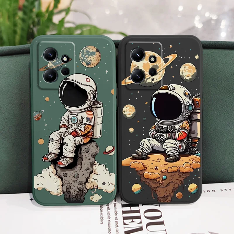 Saturn Cute Child Phone Case For Xiaomi Redmi Note 14 13 12 12S 11 11S 10 10T 10S 9 9S Pro Plus 4G 5G Liquid Silicone Cover phone case phone protector cover