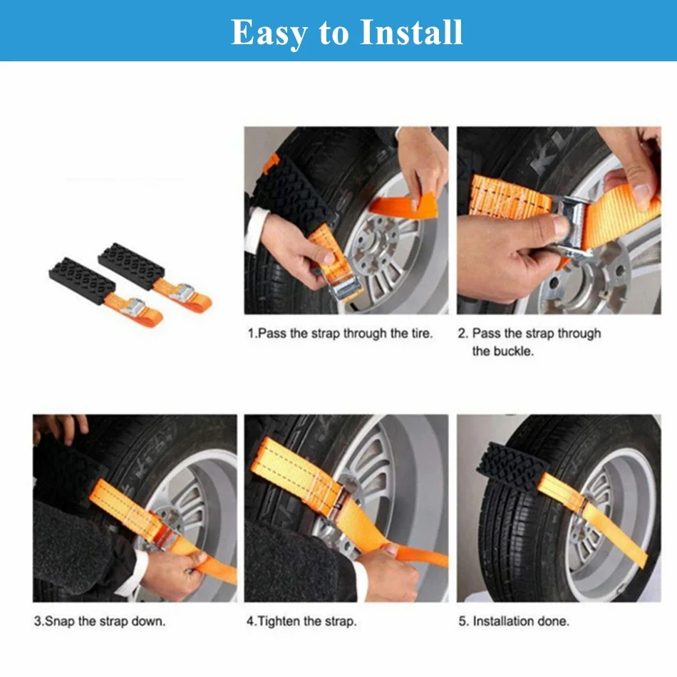 1/2/4PCS Durable PU Anti-Skid Car Tire Traction Blocks For Snow Mud Ice