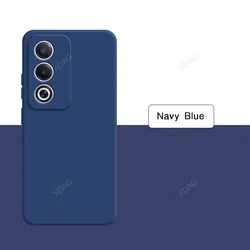 Classic Soft Touch Liquid Silicone Phone Case with Internal Flocking and Straight Edge Design for Oppo A80 (Navy Blue)