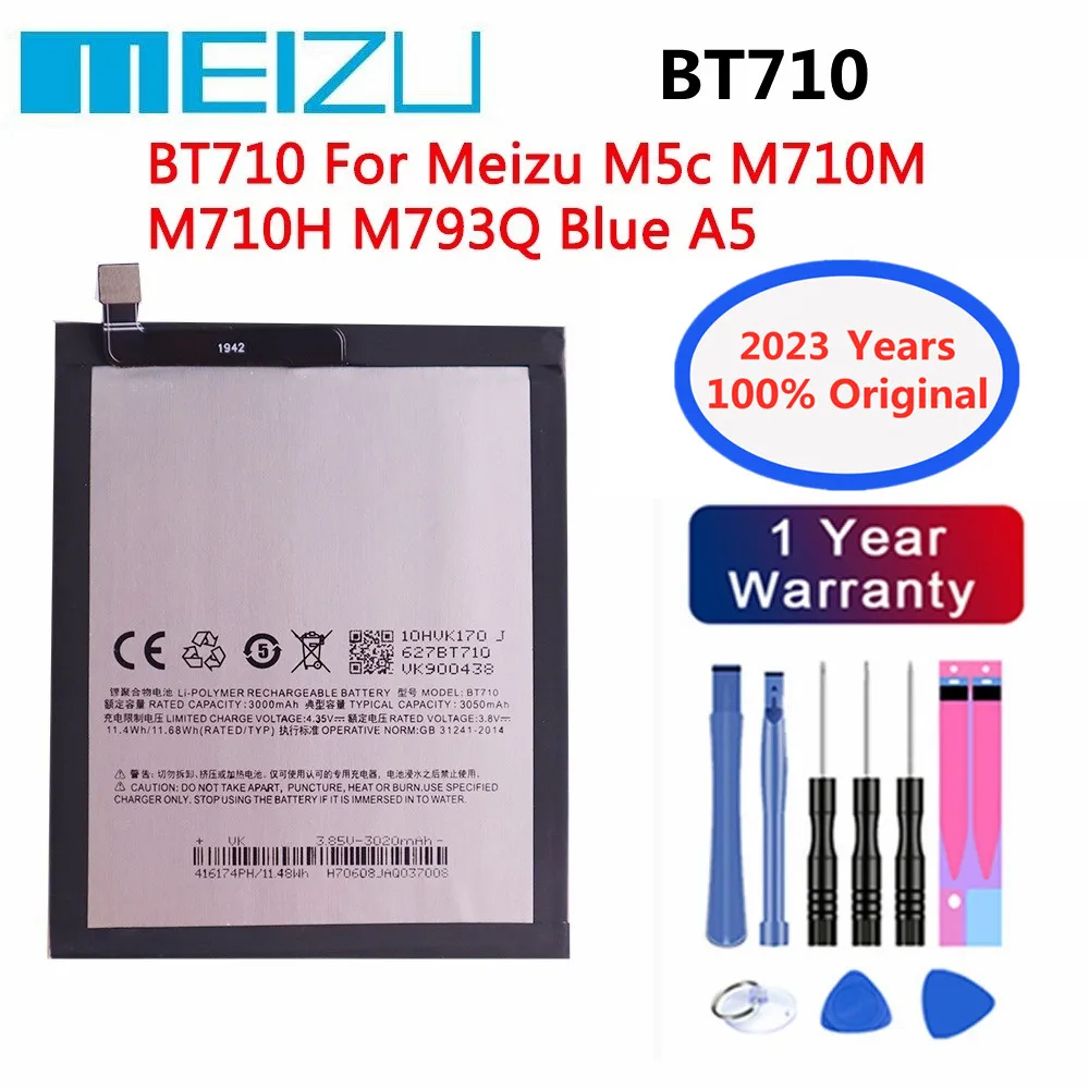 

2023 years High Quality Original Battery For Meizu M5c M710M M710H M793Q Blue A5 3000Ah BT710 Phone Battery In Stock + Tools