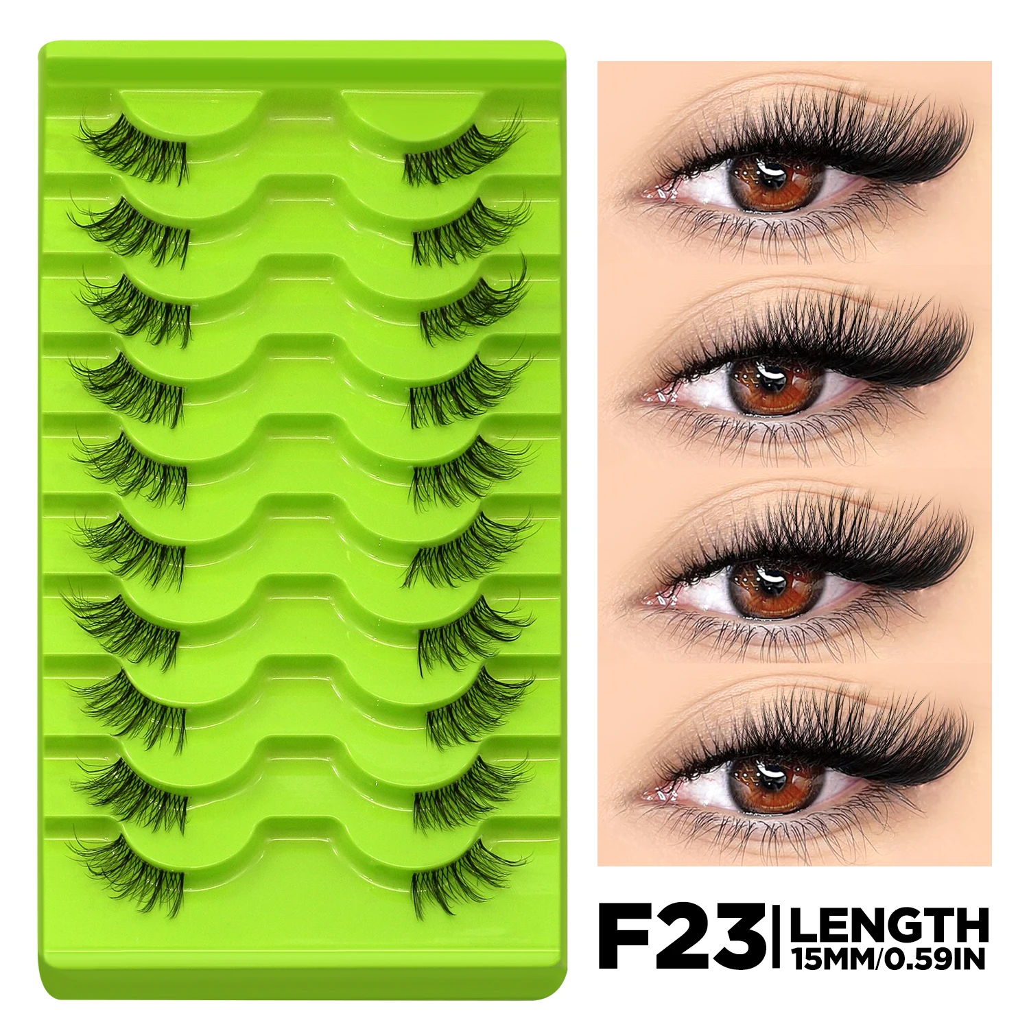 GROINNEYA Half Eyelash Cat Eye Lashes Soft Full Thick Wispy Eyelash Winged End Eye Elongated Eyelash Extension Makeup 15