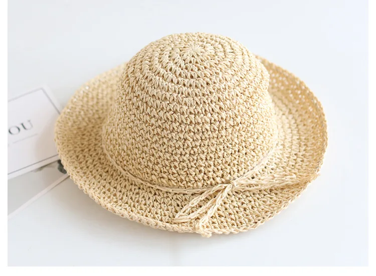 Summer Parent-child Straw Hat Girl Casual Foldable Big Brim Holiday Hats Baby Boy Beach Fisherman's Cap