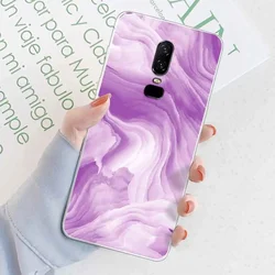 Marble Transparent Soft TPU Silicone Case Cover - Stylish Protective Bumper Shell for OnePlus 6T (TM2076)