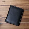 NZPJ Thin Men's Leather Wallet Short Wallet Vertical Top Layer Cowhide Card Holder Men's Coin Purse Bank Card Holder 1