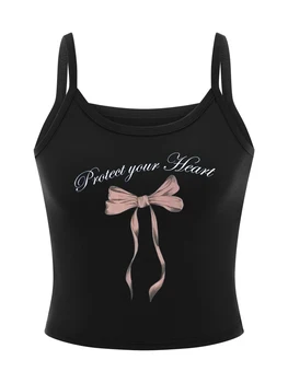 Women's Summer Cami Tops Cute Bow Cherry Print Tank Tops Sleeveless Spaghetti Strap Camisoles 3