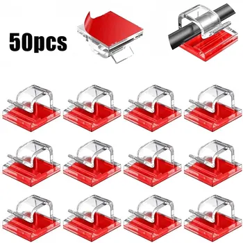 케이블 정리함 클립, 케이블 관리 와이어 관리자 코드 거치대, USB 충전 데이터 라인, 보빈 와인더, 벽걸이 후크, 50 개