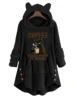 Autumn and Winter Plush Letter Cartoon Print Cat Ears Long-Sleeved Pullover Hooded Loose Casual Street Sweatshirt Women's Warm Top 5