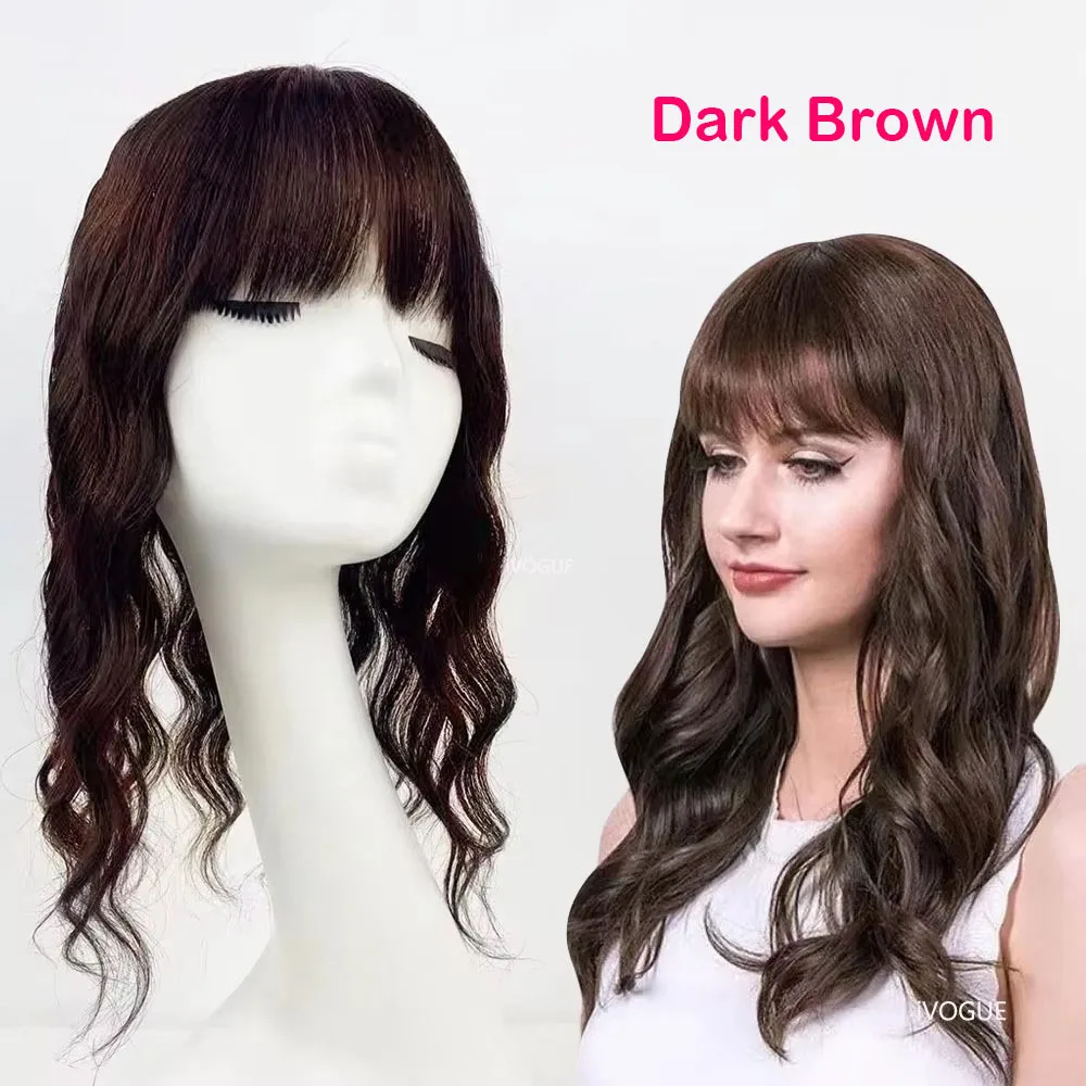Hair Toppers Curly Human Hair Topper Air Bangs Silk Top Topper Clips In Virgin European Hair Piece Toupee Silk Base for Women 5x5 6x6