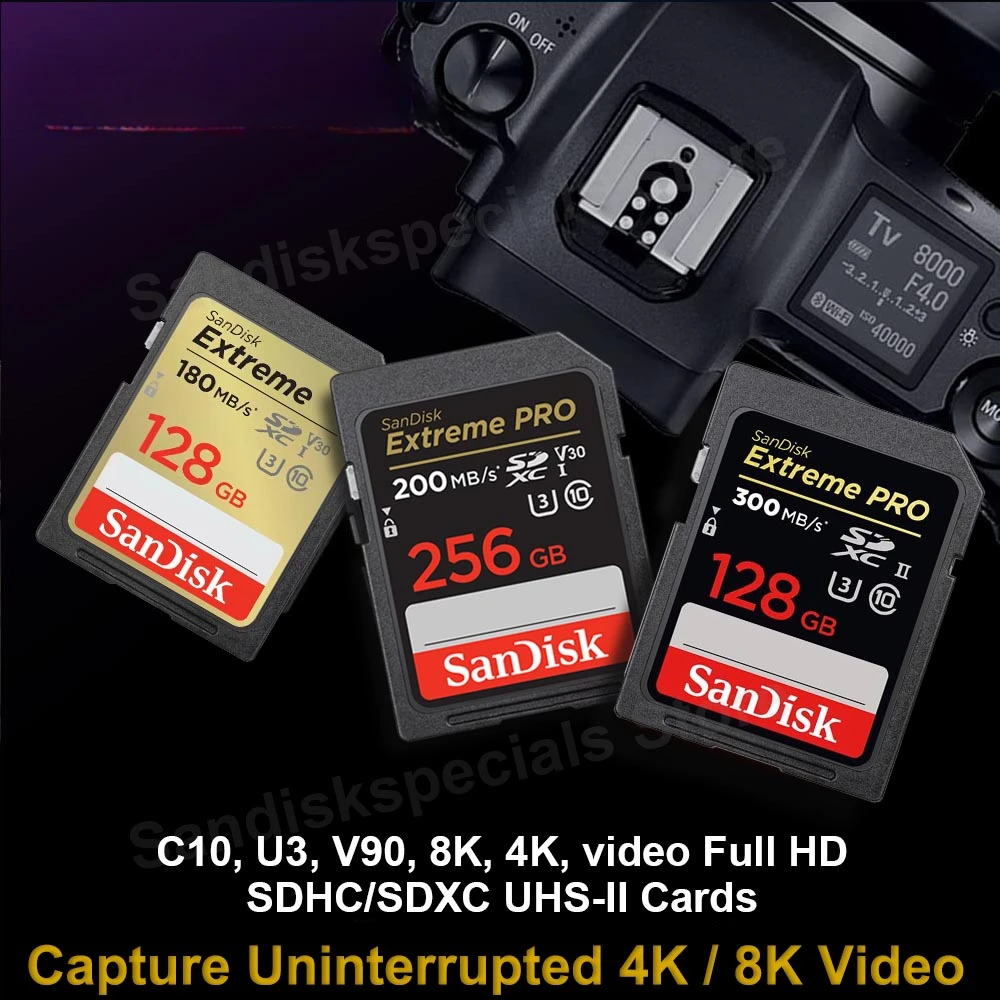 SanDisk Extreme PRO 16GB 32GB 64GB UHS-I/U3 V30 SDHC/SDXC Flash Memory Card  4K