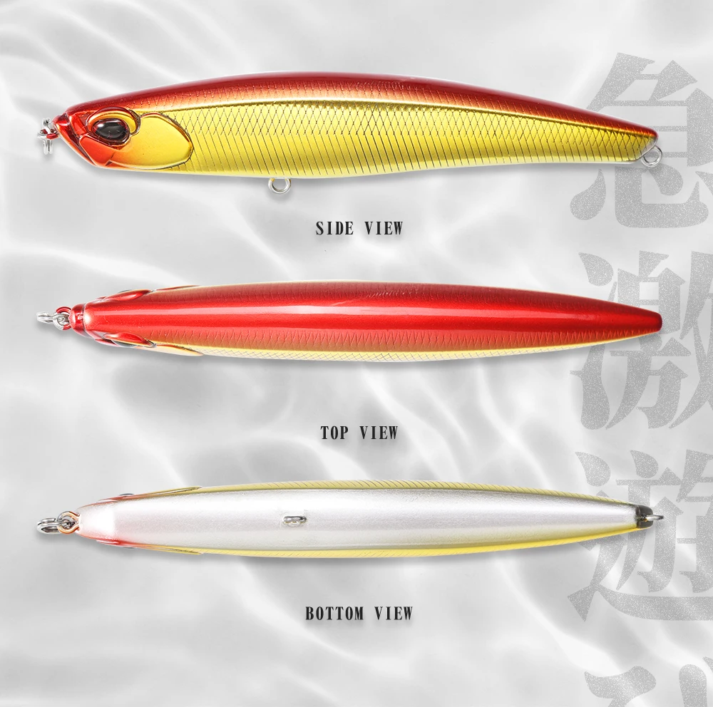 Hunthouse Shore Glide Sinking Pencil Angelköder 108 mm 27,5 g Stickbait WTD Harter Köder Wobbler Fischgerät für Bass LW549 – Detail 5