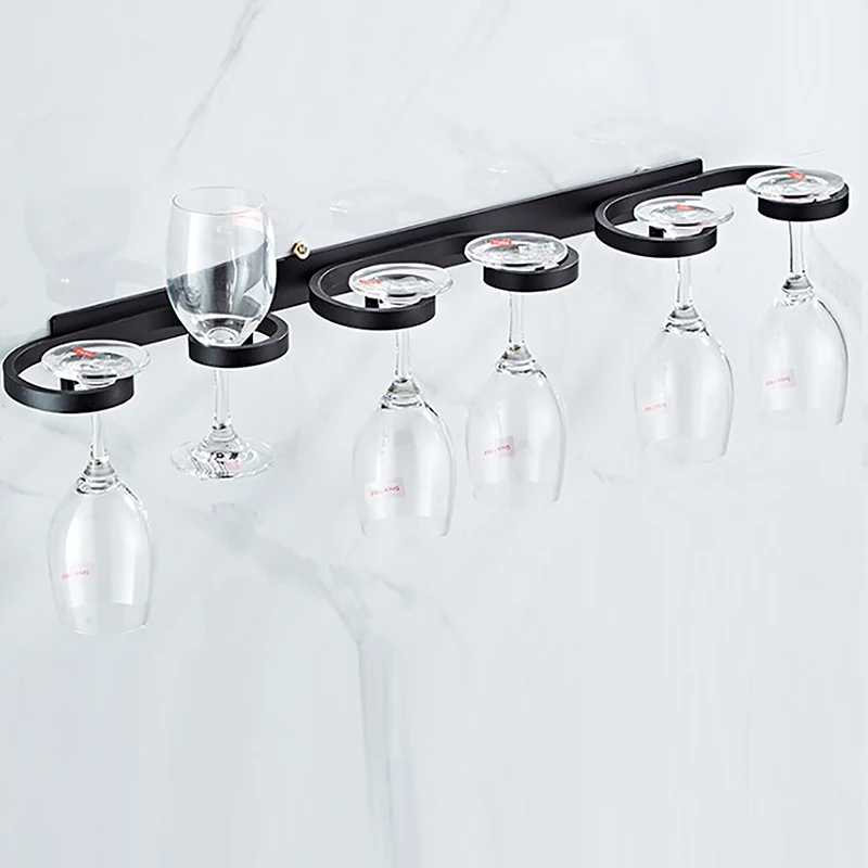 Creative Wall-mounted Wine Glass Holder For 2/4/6 Cups Aluminum Alloy Goblet Storage Rack Bar Home Punch-free Wine Glass Holder