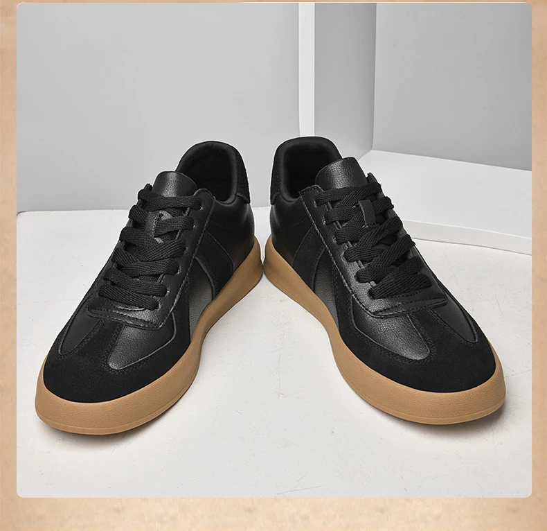 Elevator Sneakers For Women&Men Shoes Genuine Leather Height Increasing Shoes Lace Up Trainers Ladies Flat Shoes For Men