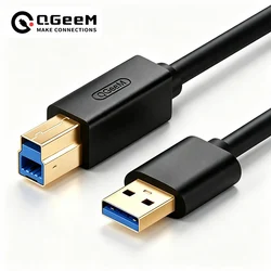 High - Speed USB 3.0 Printer Cable - Durable Extension - 0.3m (QGeeM Black Gold)