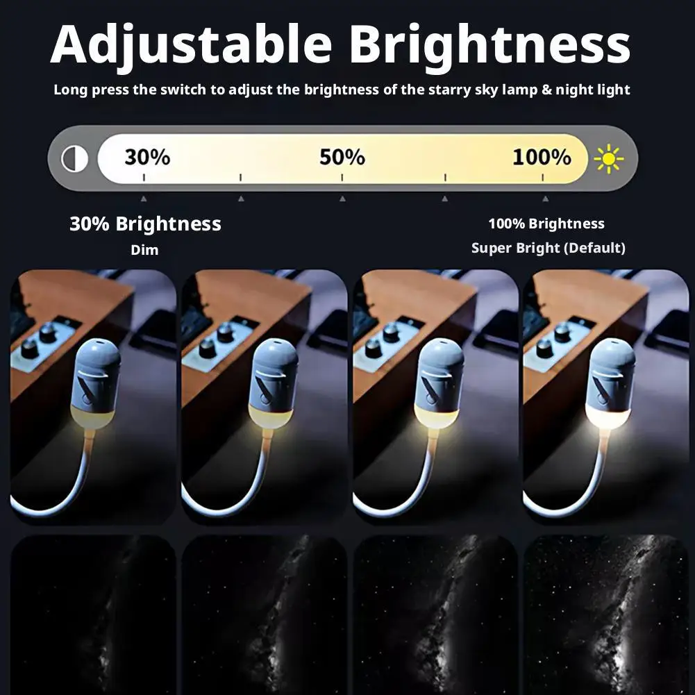 Starry Sky Ambient Night Light - Mini Galaxy Star Projector