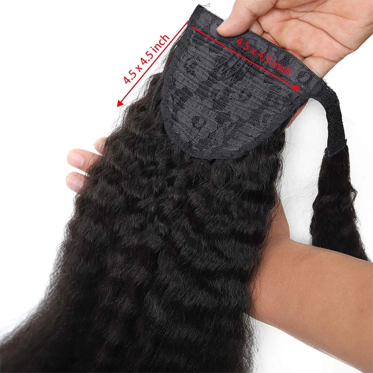 Ponytail Human Hair Wrap Around Kinky Straight Brazilian Remy Hair Extensions 30 32 Inches Clip Yaki Hair Ponytail Natural Color