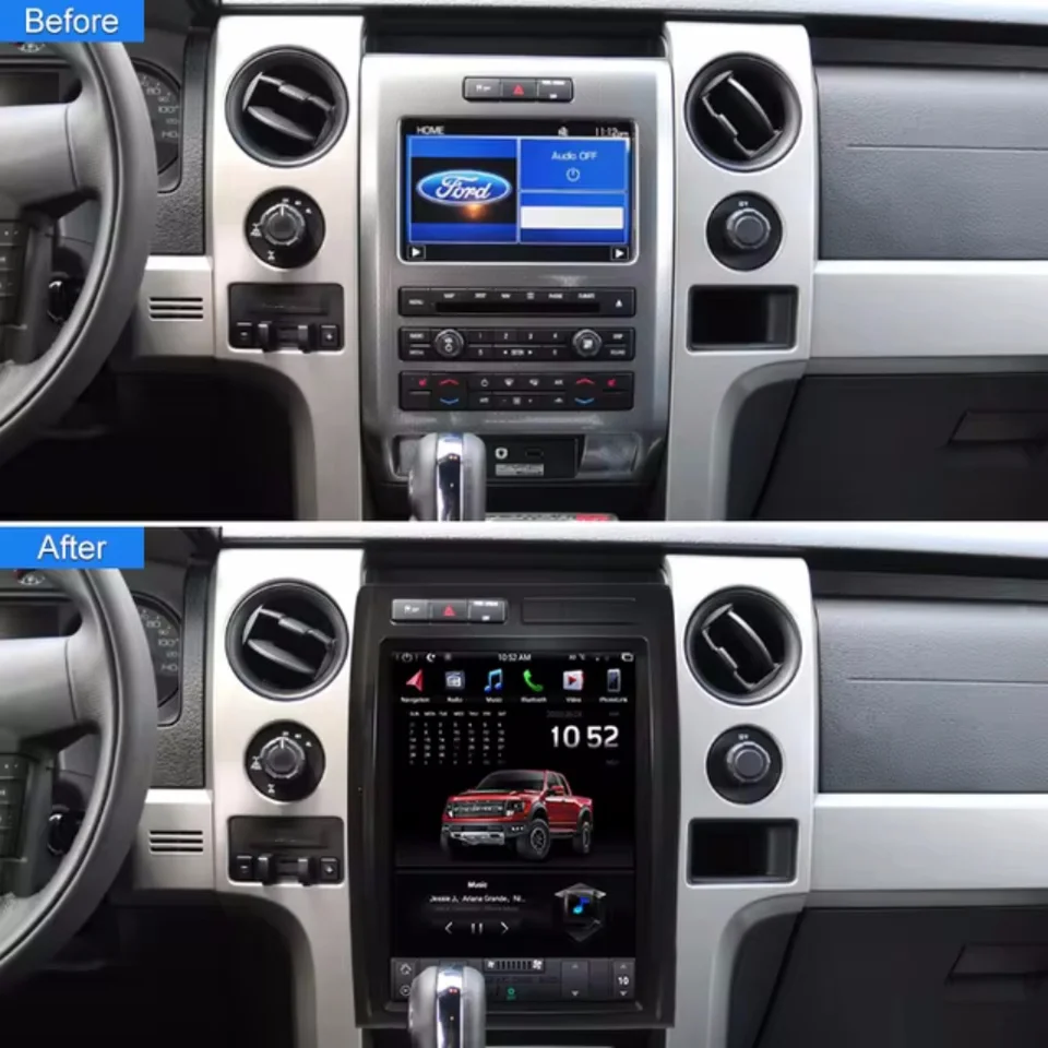 F150 Stereo Upgrade For Ford F150 2009-2012 Android 13 Wireless CarPlay Car Radio Stereo With GPS Navi Wi-Fi Bluetooth DSP SWC FM RDS USB 2 32GB 2012 Ford F150 Android Radio