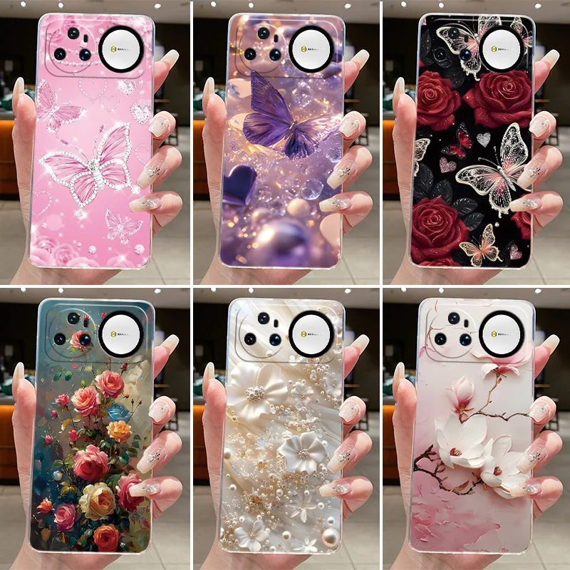 Clear Luxury Fashion Butterfly Flowers Soft TPU Phone Case