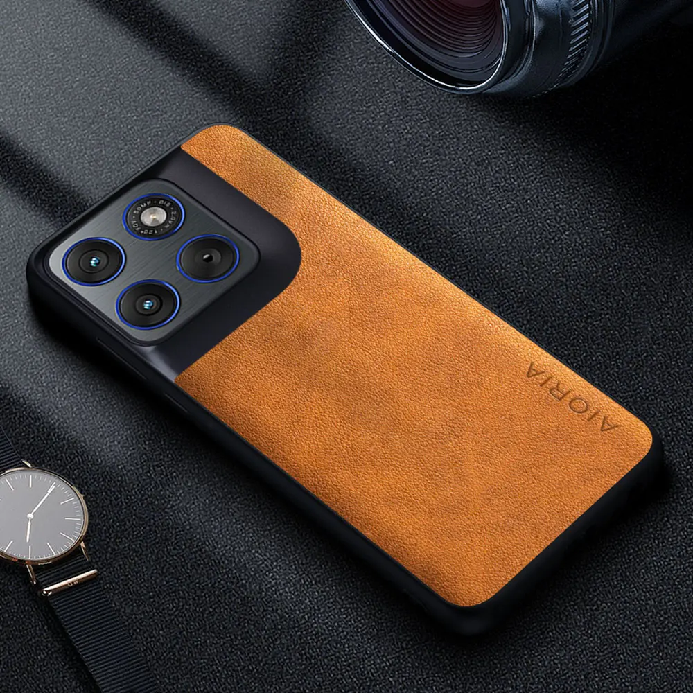 Premium Luxury Leather Phone Case - Retro Business Style Solid Color Cover