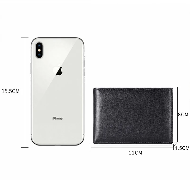 RFID Blocking Mini Men's Genuine Leather Wallet Slim Business Credit Card Holder Man Anti Theft Ultra Thin Purse For Male 4