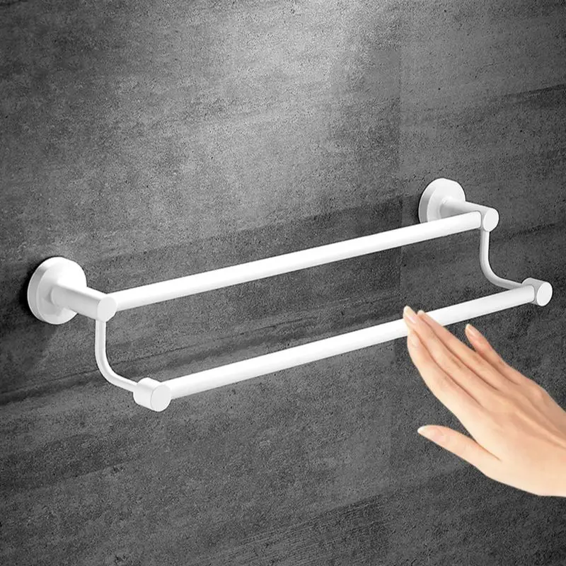 Aluminum Bathroom Towel Rack Wall-mounted Single/Double Towel Rod Toilet Storage Rack Bathroom Accessories