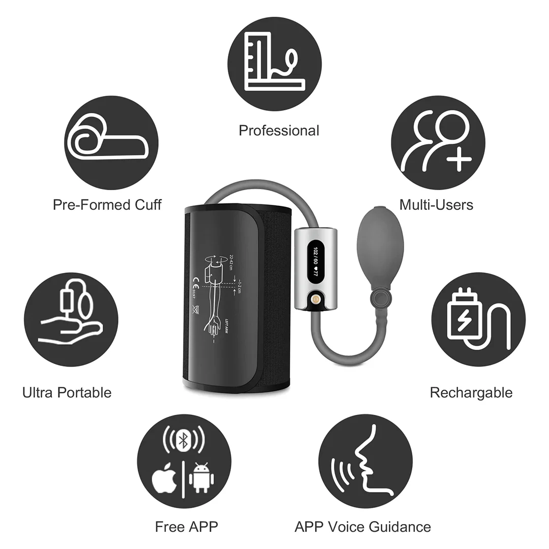 Bluetooth Portable Intelligent Blood Pressure Blood-oxygen Two-In-One Viatom BP1S Upper Arm Digital Rechargeable Sphygmomanomete