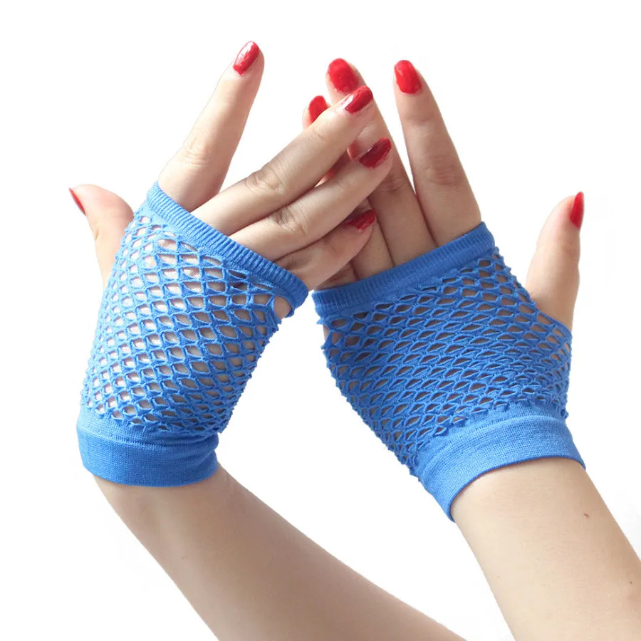 3 Paar Schwarze Fingerlose Netzhandschuhe – Punk-Style Für 80er-Partys