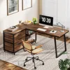 L-Shaped Computer Desk with 3 Drawers, Reversible Corner Home Office Desk with Shelves 3