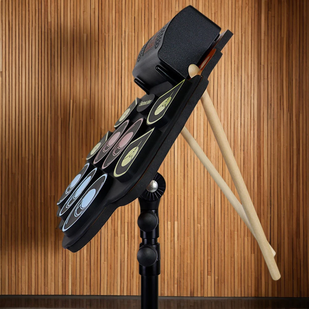 Electronic Drum Set With Stand 9-Pads Portable Drum Kit With Sticks And Pedal Dual Bluetooth Electric Set For Kid And Adult