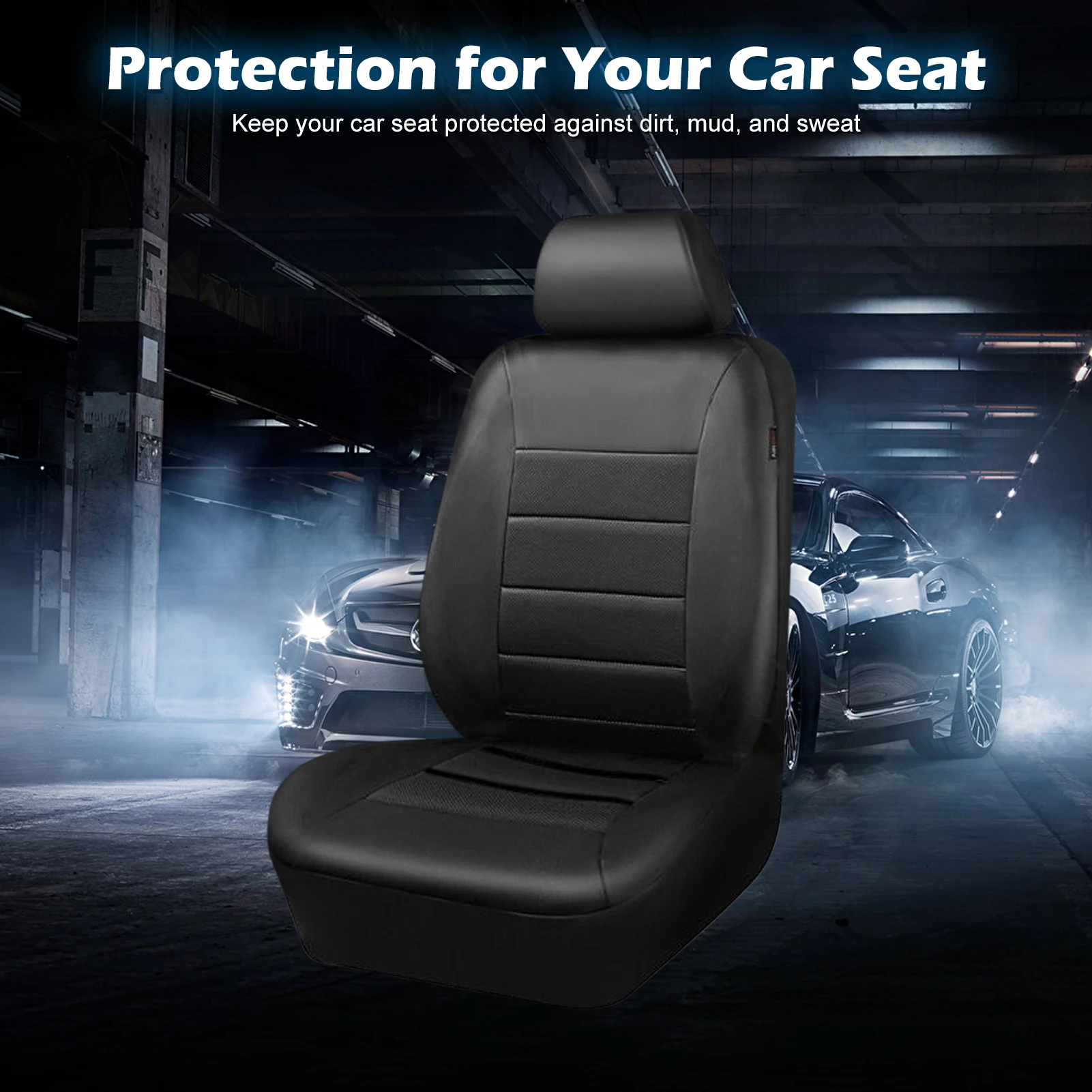 Universal Car Seat Covers, 9PCS PU Leather Front and Rear Seat Protectors, Full Set Auto Seat Covers, Front Seats Airbag Compati