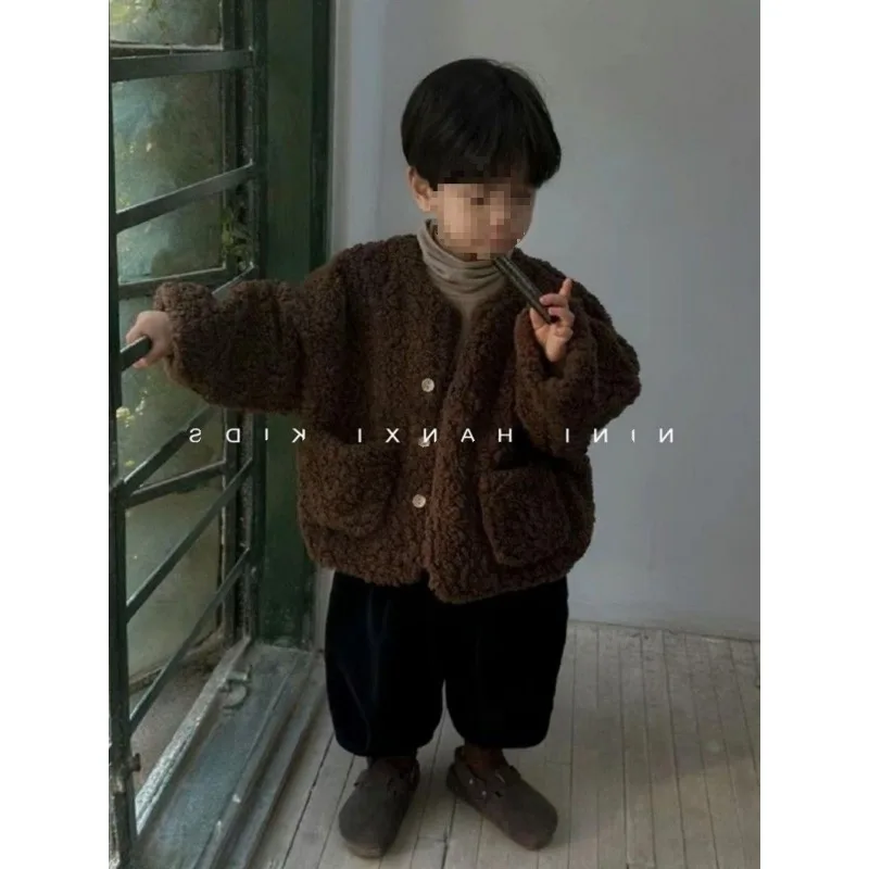  가을, 겨울 두꺼운 코트, 소년의 다목적 양모 겨울 옷, 소녀의 벨벳 탑, 아동 의류