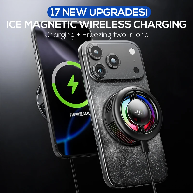 Chargeur magnétique sans fil MEMO CX19, refroidisseur de téléphone à semi-conducteurs avec grand écran numérique, puissance élevée de 15 W et refroidissement rapide._voghion.com