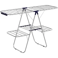 SONGMICS Clothes Drying Rack, Foldable 2-Level Laundry Drying Rack, Free-Standing Large, with Height-Adjustable Wings,Sock Clips 1