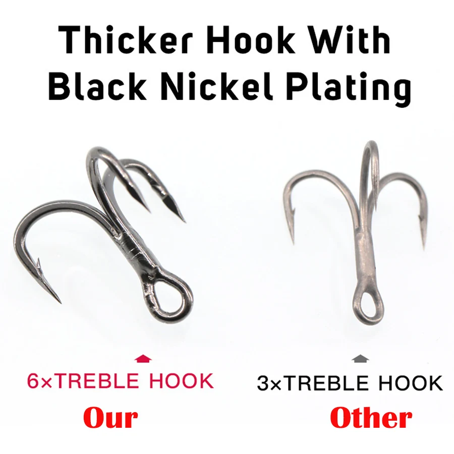 50pcs/20pcs 6x Treble Hooks Classic Fishing Hooks Strong Sharp