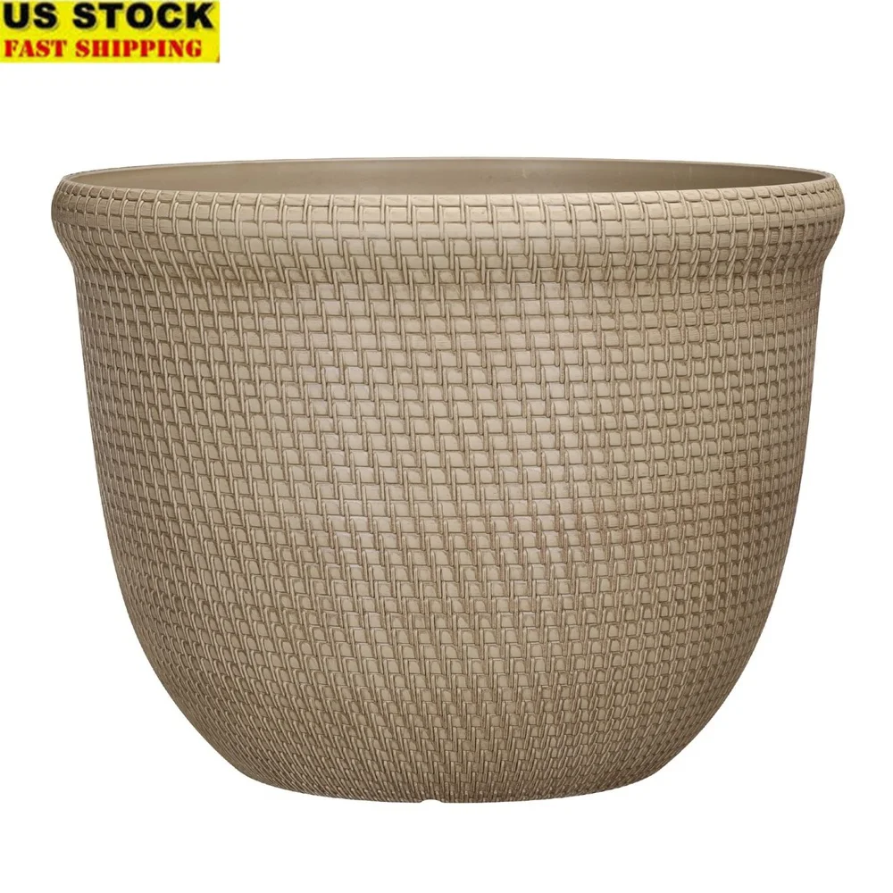 Recycled Resin Planter with Drainage Holes Lightweight Indoor Outdoor Gardening Pot UV Resistant Durable Eco-Friendly 15.8in