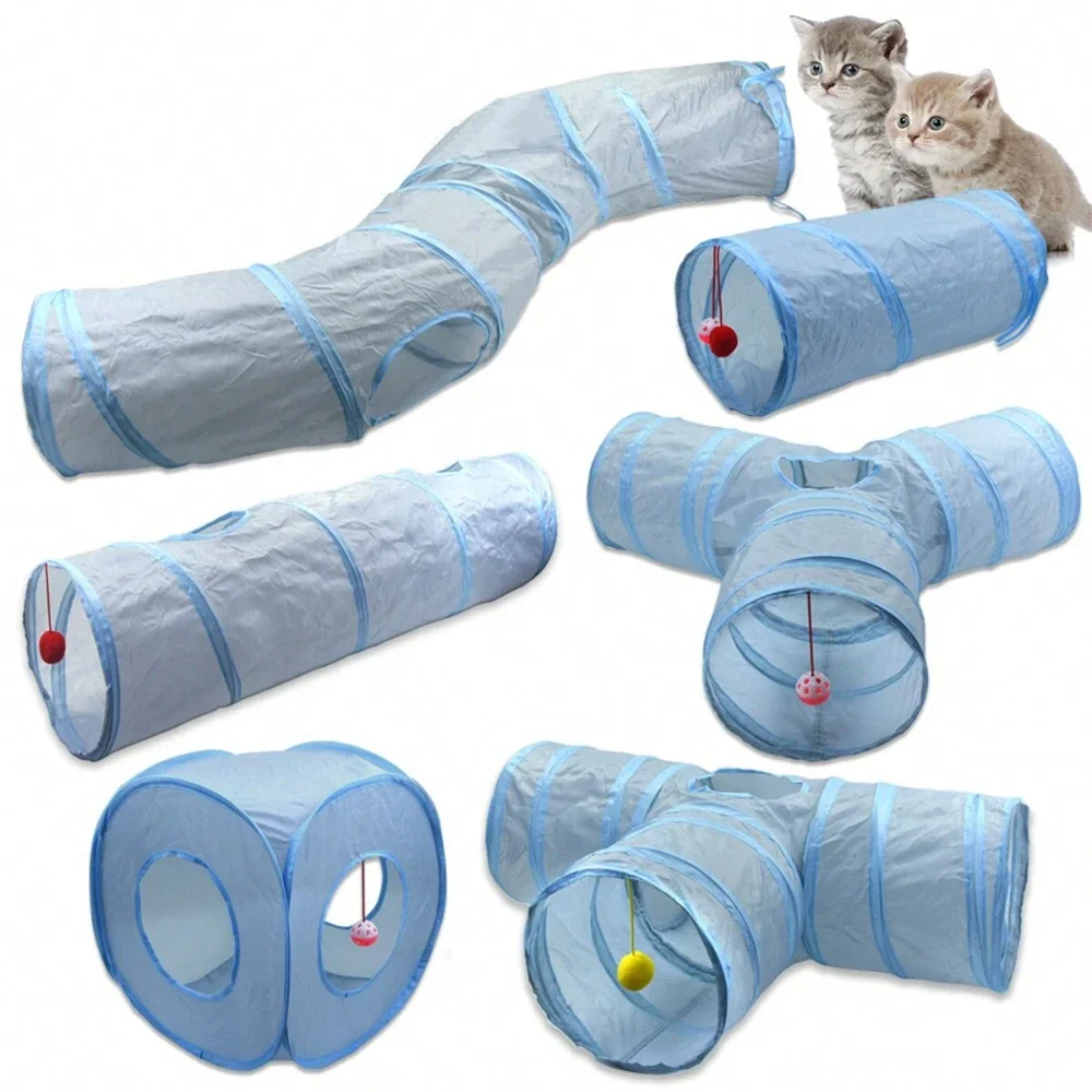 Gray Cat Play Tunnel 3-Way Foldable Design 2