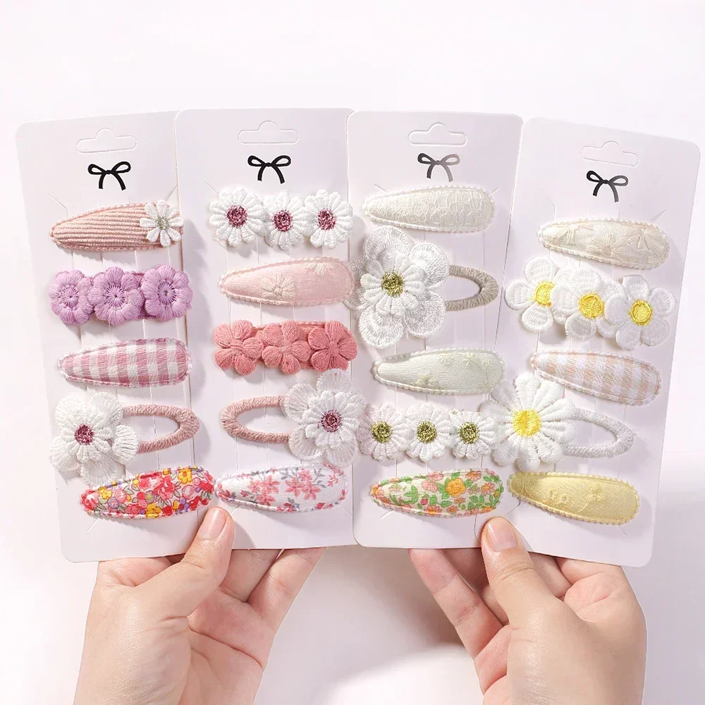 5Pcs/set BB Clips for Kids Hair Accessories Sweet Printe Hairbangs Hairclip Girls Barrette Ins Style Daisy Hairpin Ornaments 3