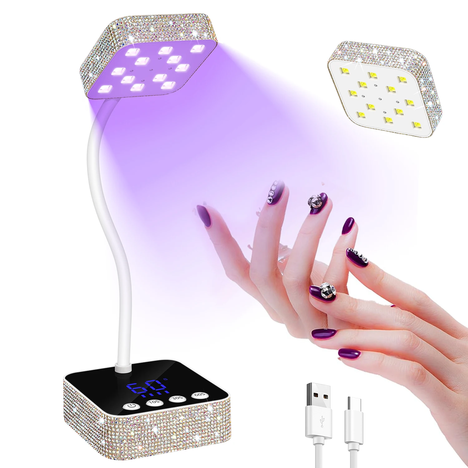 전문 네일 램프 LED UV 네일 드라이어 자동 감지 터치 컨트롤 빠른 건조 네일 라이트 360도 구부릴 수 있는 테이블 램프 (살롱용)