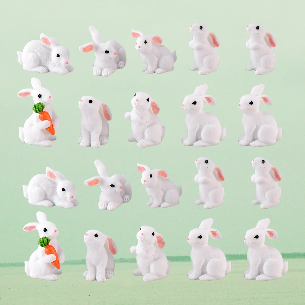 

20Pcs Resin Mini Rabbit Adornment Micro Landscape Ornament Rabbit Craft Decoration(Random Color)