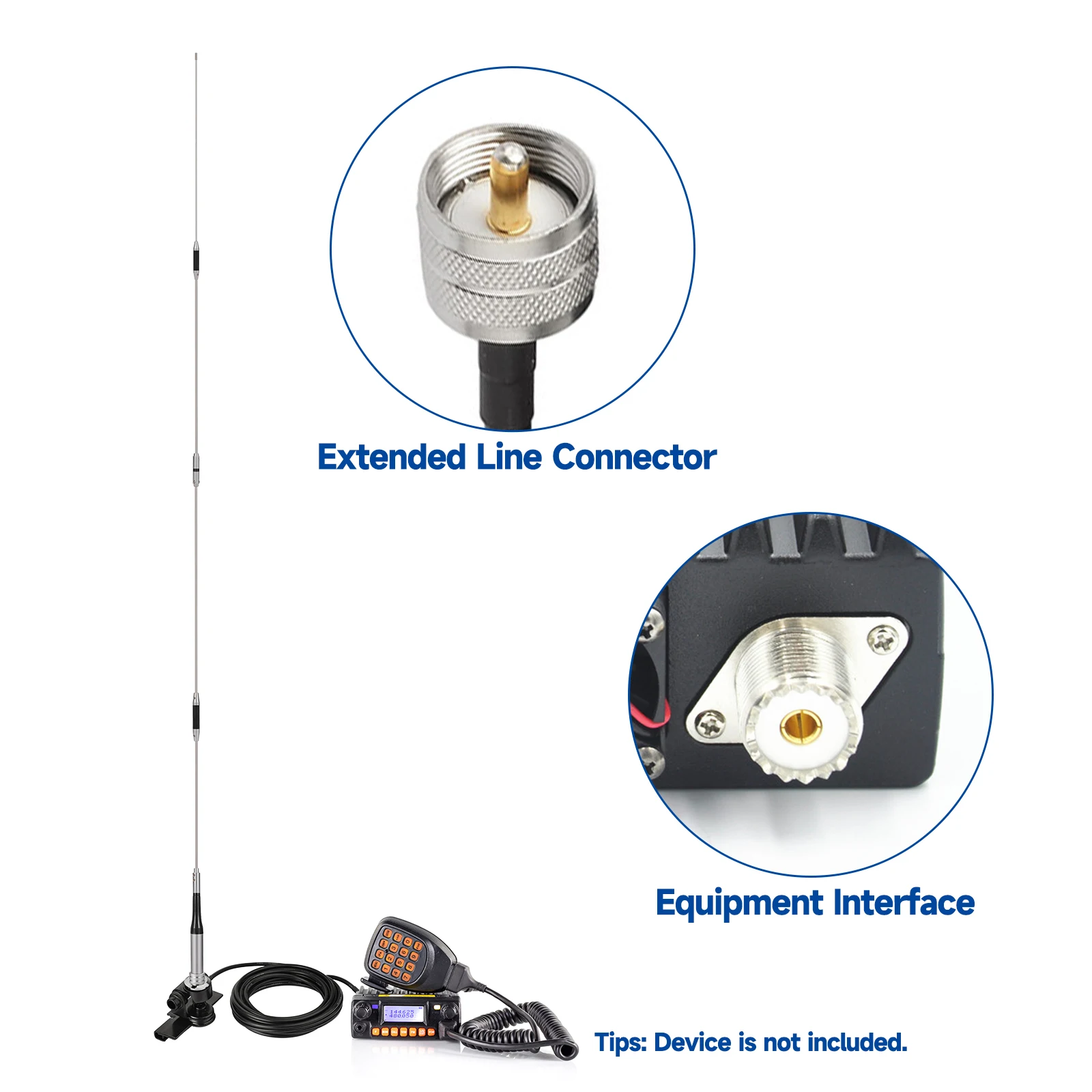 Superbat VHF UHF Dual Band 144-430MHz Lip Mount Anti-Rust 62inch Mobile Ham Radio Antenna PL259 Male 16.5Ft RG58 for Vehicle Car